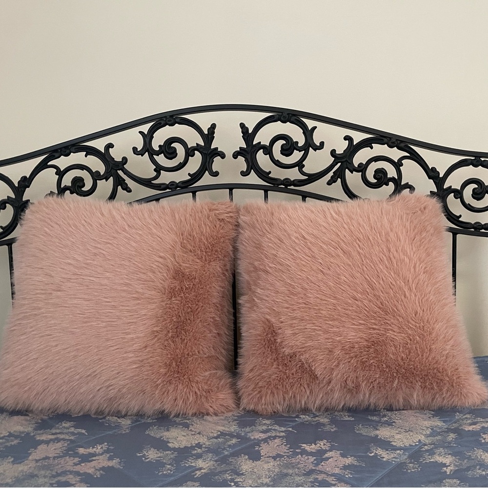 Anthropologie Blush Faux Fur Down Accent Pillows (Set of 2)